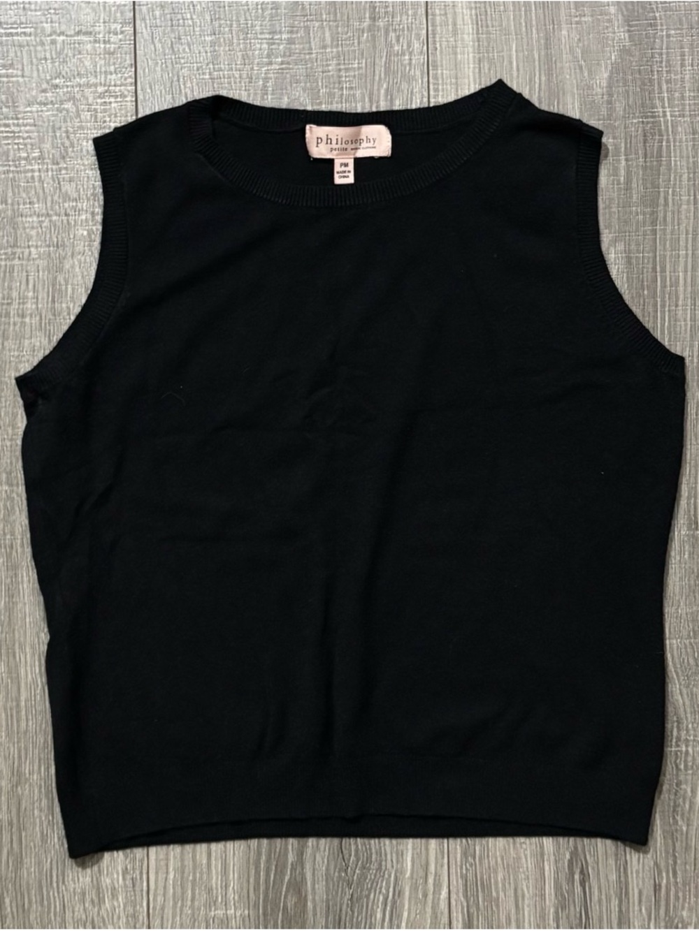 Philosophy Petite Black Knit Sleeveless Top